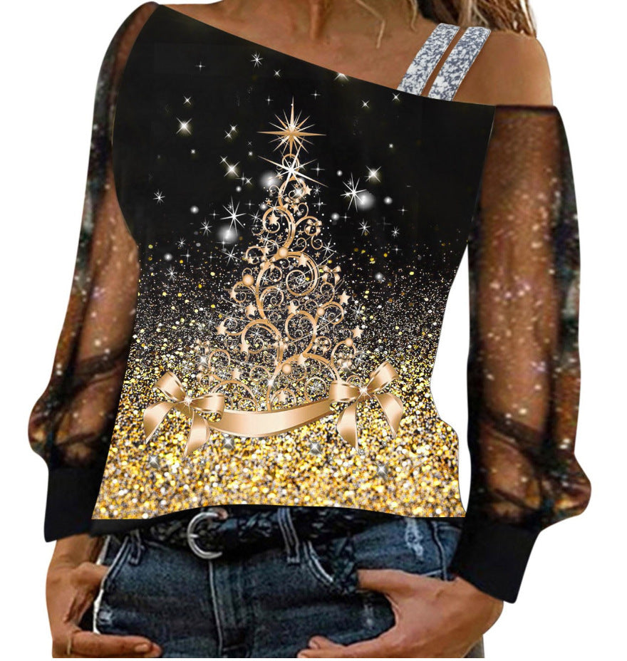 Women's Summer Sling Digital Printed Tulle Top